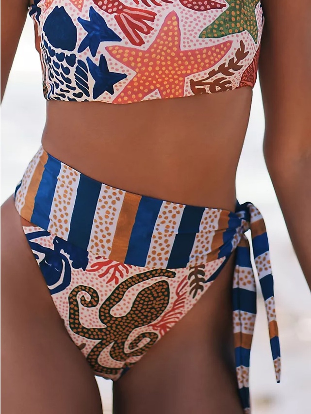 Farm Rio Charm of the Sea High-Waist Bikini Bottoms NWT size Large